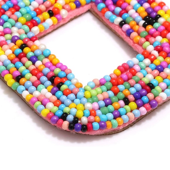 Colorful big hanging beaded earrings - Picture 8 of 10